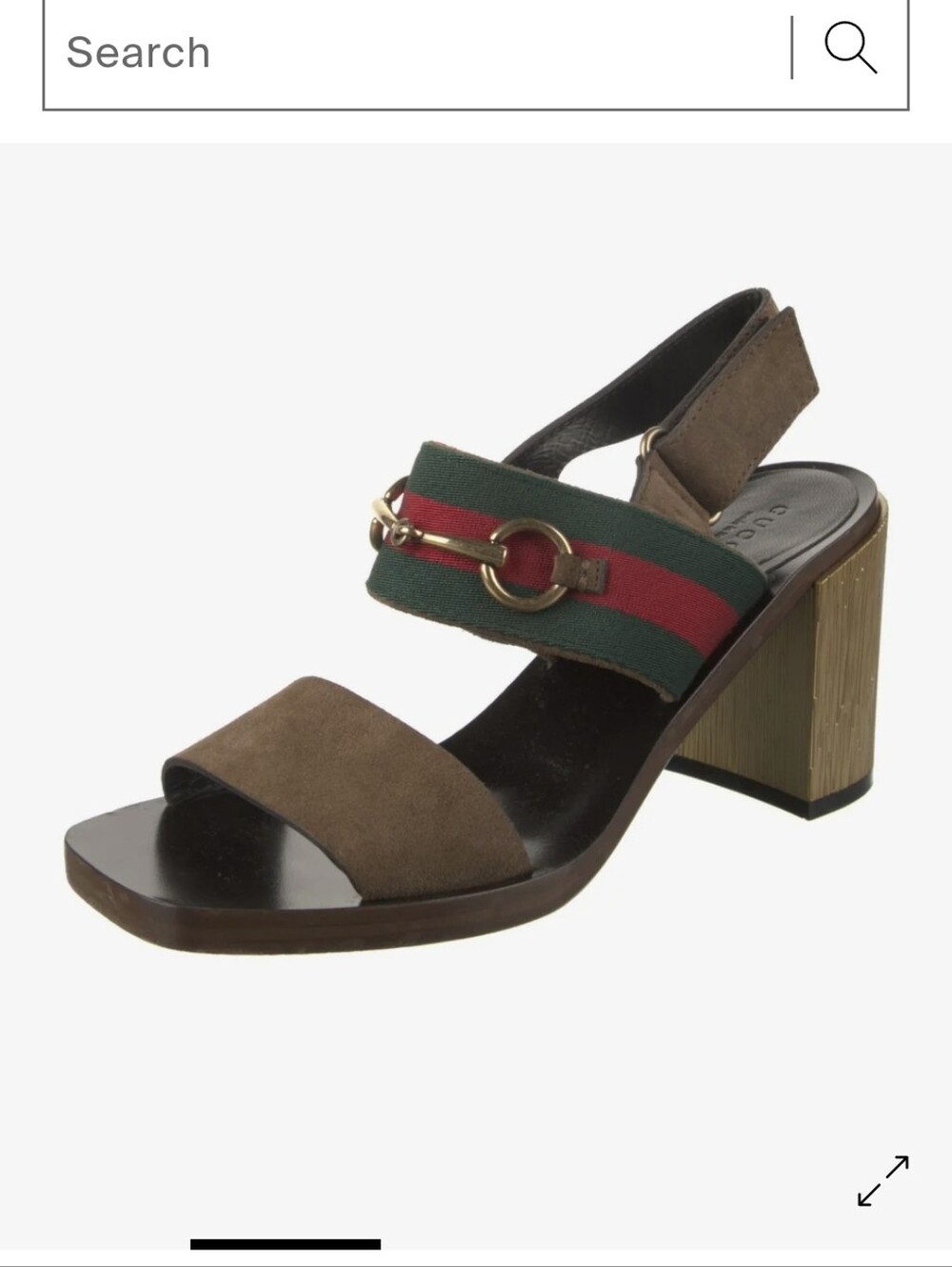 Gucci Querelle Web Horsebit Suede Sandal Green & Brown US 37.5 Or 7.5us